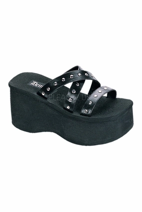 FUNN-19 Sandal | Black Faux Leather