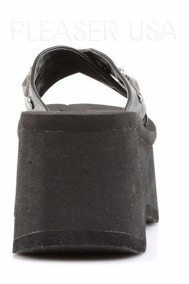 FUNN-29 Sandal | Black Faux Leather