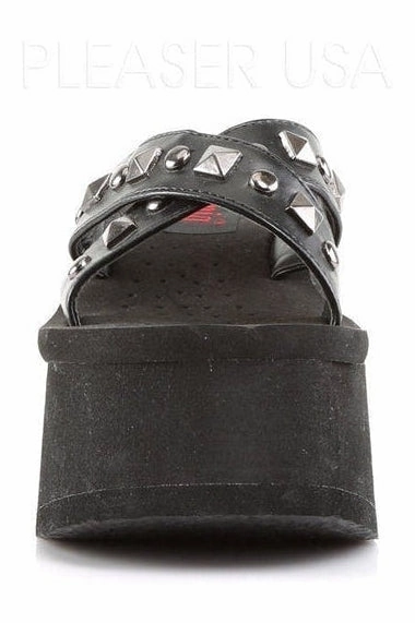 FUNN-29 Sandal | Black Faux Leather