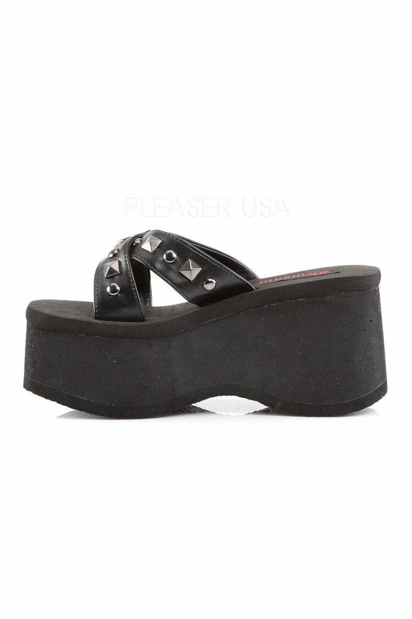 FUNN-29 Sandal | Black Faux Leather