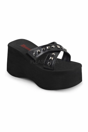 FUNN-29 Sandal | Black Faux Leather