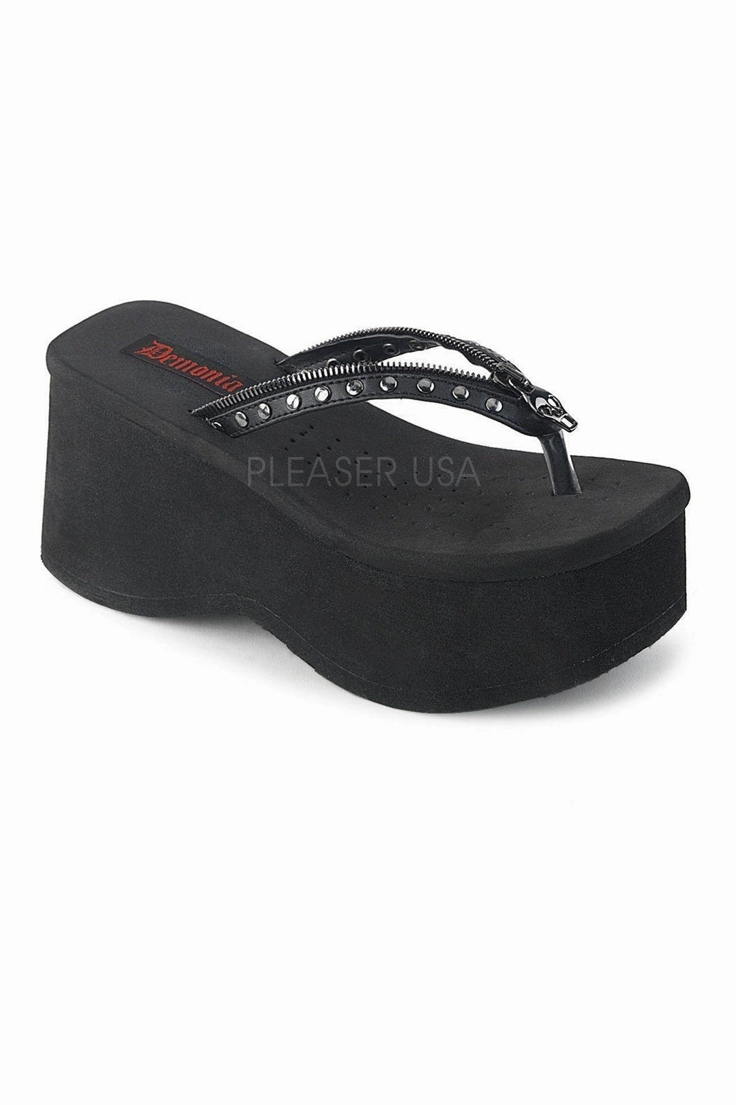 FUNN-33 Sandal | Black Faux Leather