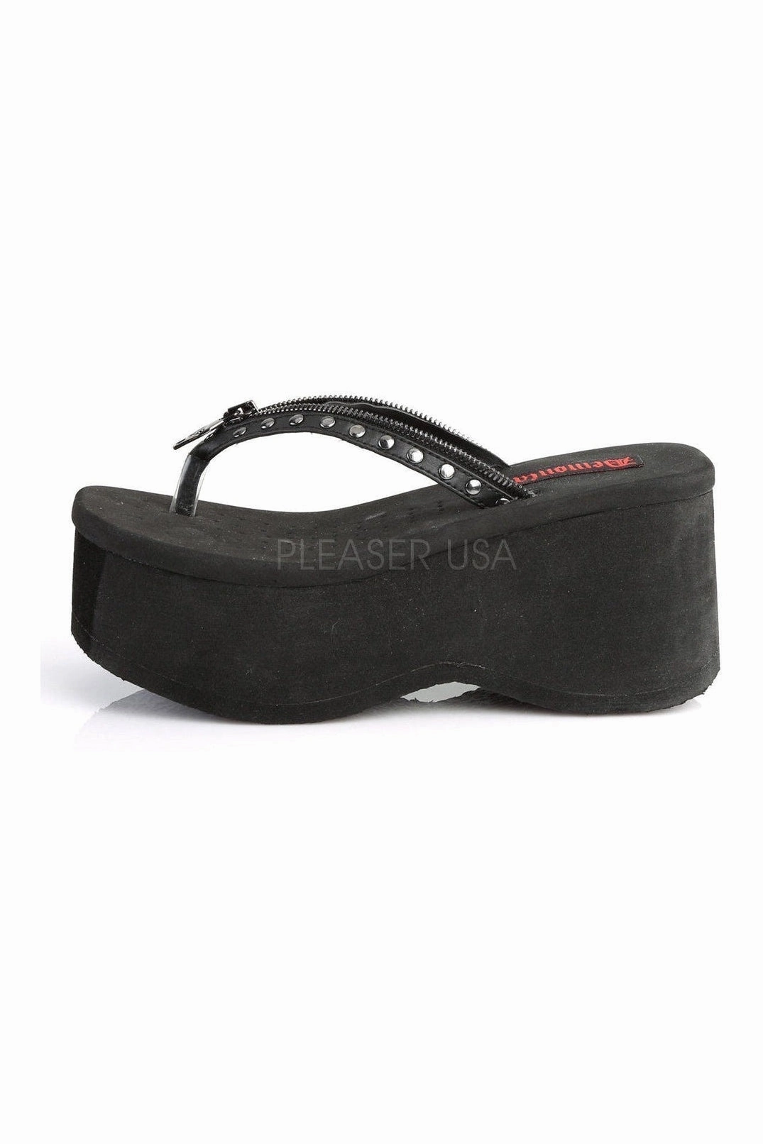 FUNN-33 Sandal | Black Faux Leather