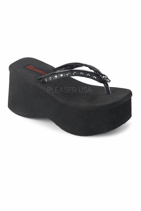 FUNN-33 Sandal | Black Faux Leather