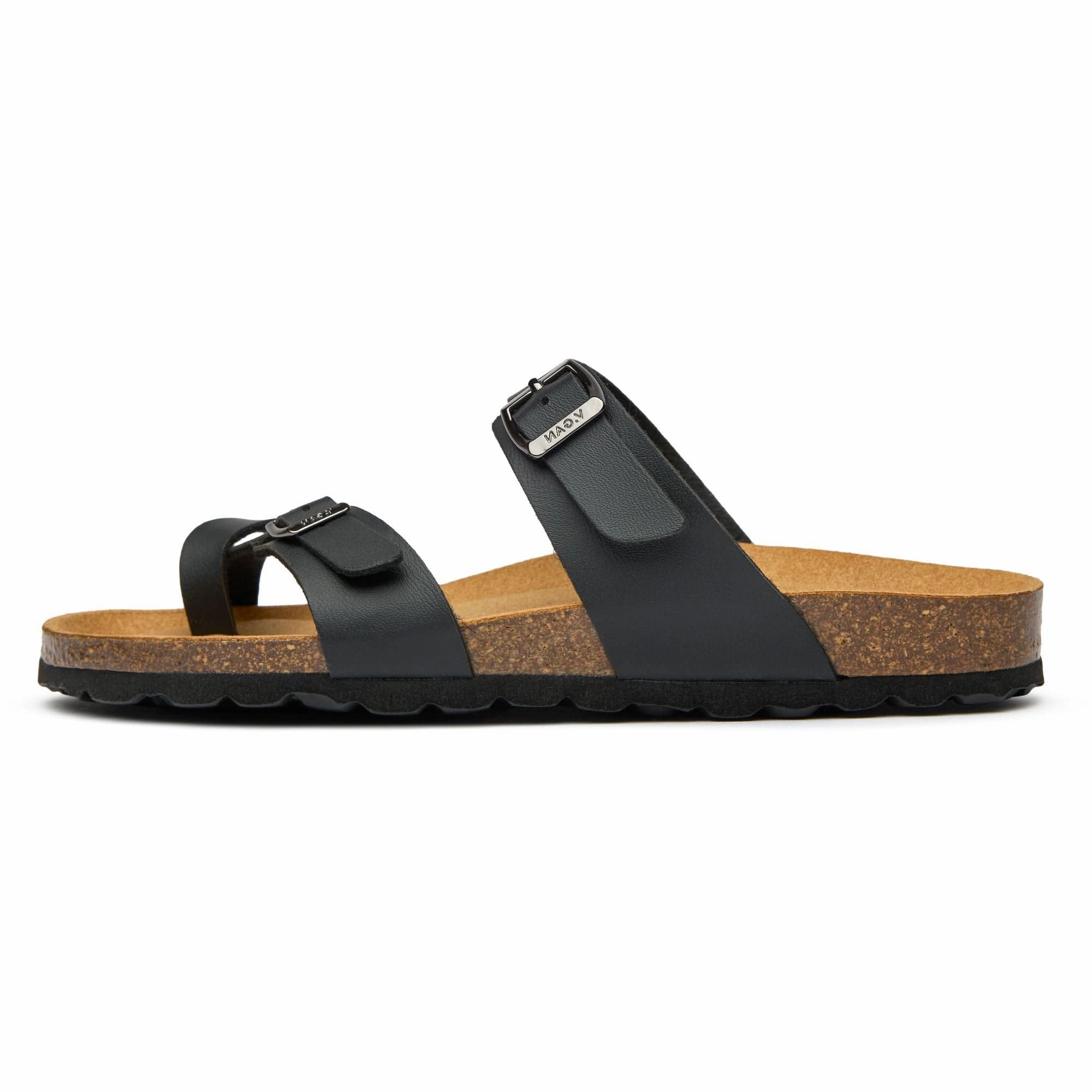 Garlic Women's Comfort Vegan Leather Footbed Sandals | Black