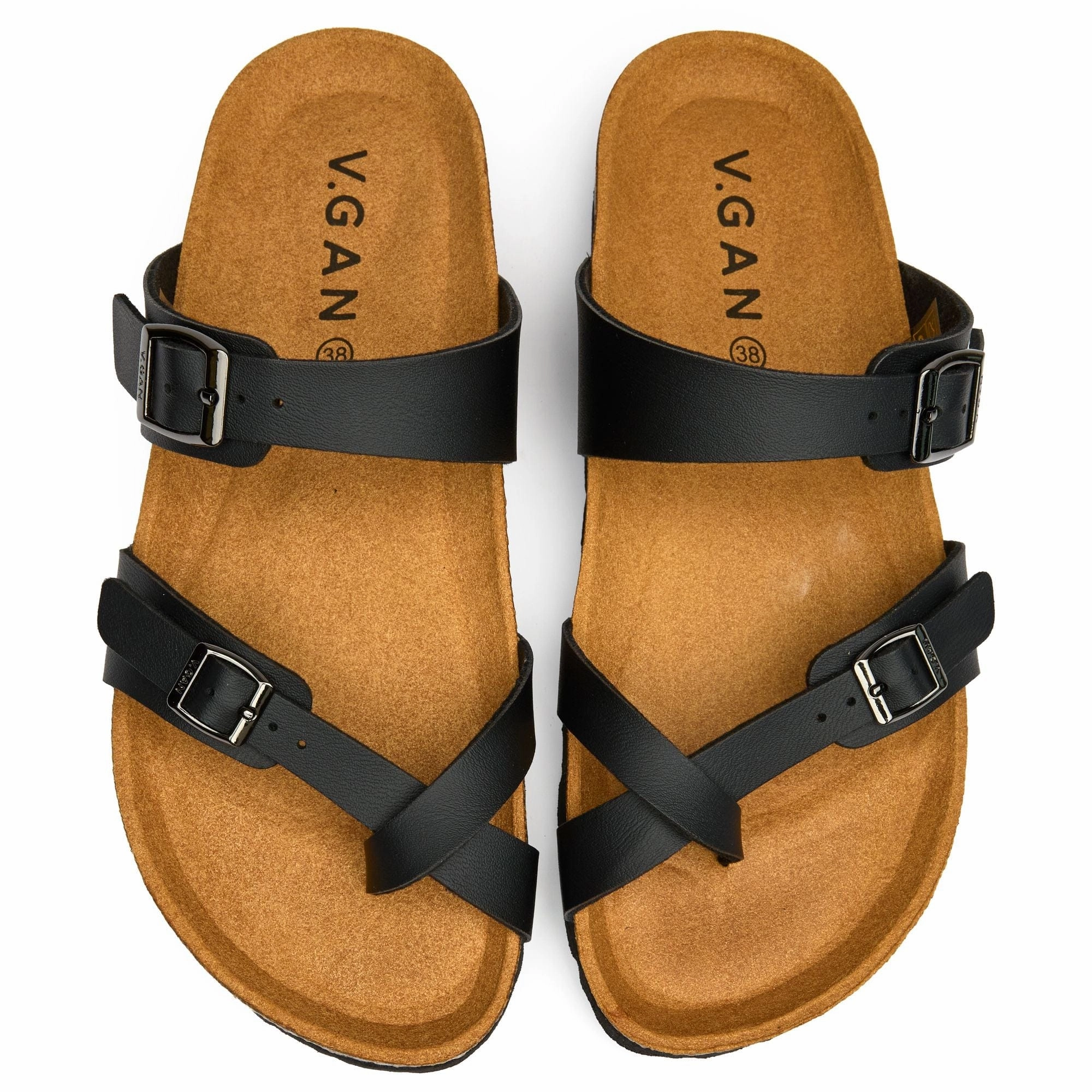 Garlic Women's Comfort Vegan Leather Footbed Sandals | Black