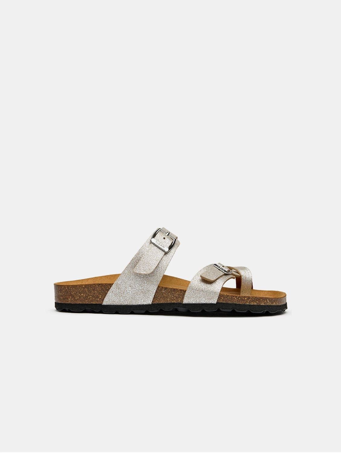 Garlic Women's Comfort Vegan Leather Footbed Sandals | Metallic