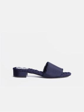 Giorgia Vegan Cotton Slide Sandals | Navy Grosgrain