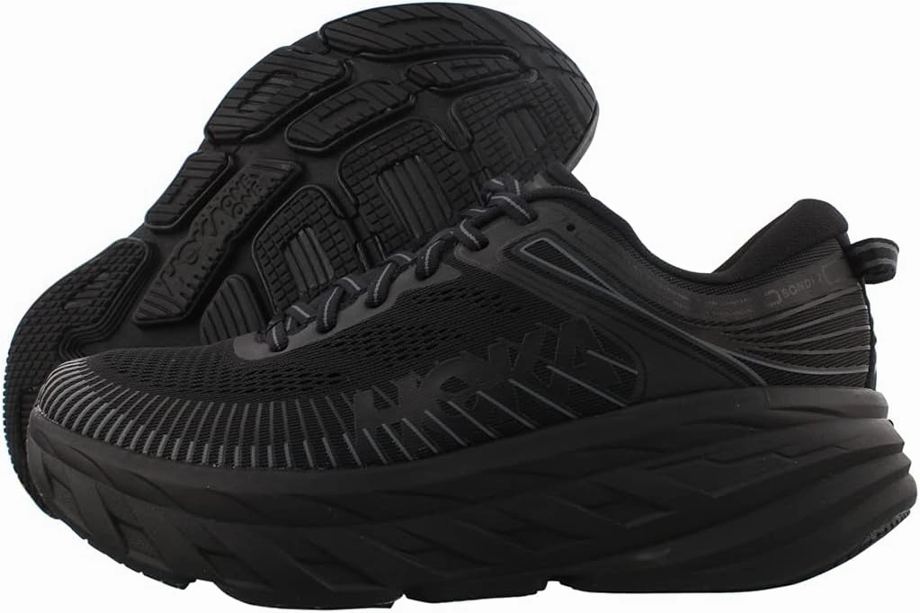 HOKA ONE ONE Women's Bondi 7 Running Shoe, Black/Black, 6.5