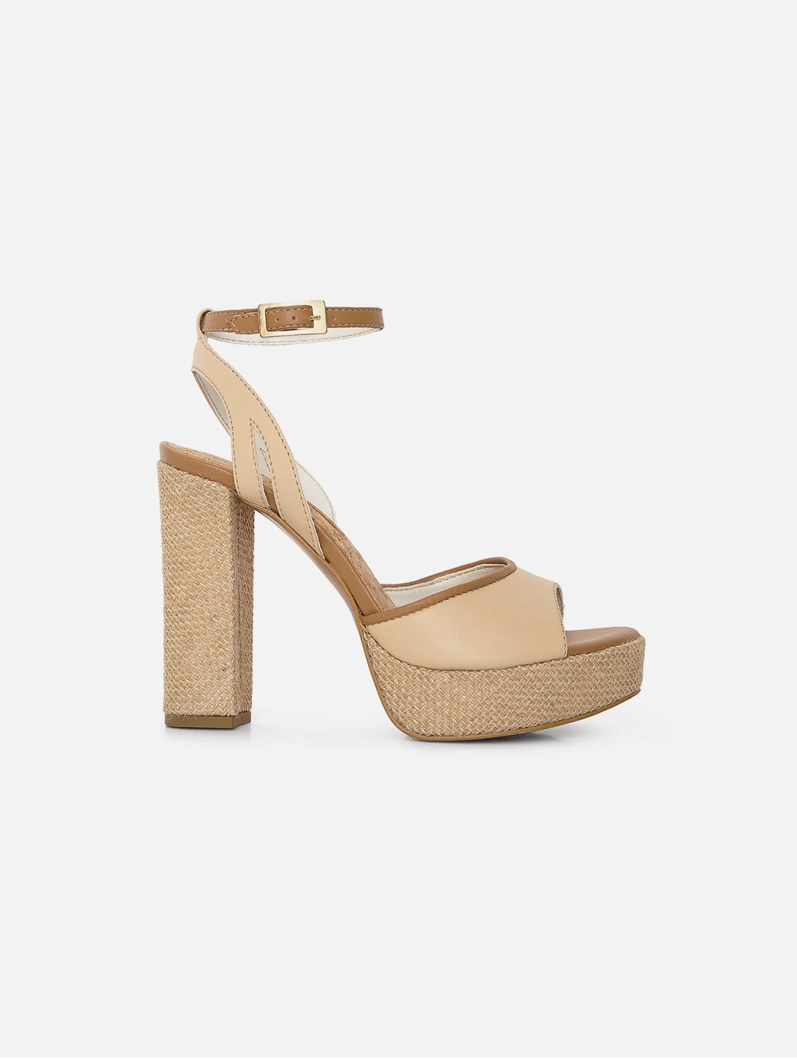 Hola! Vegan Mushroom Leather & Jute Wedge Sandals | Beige