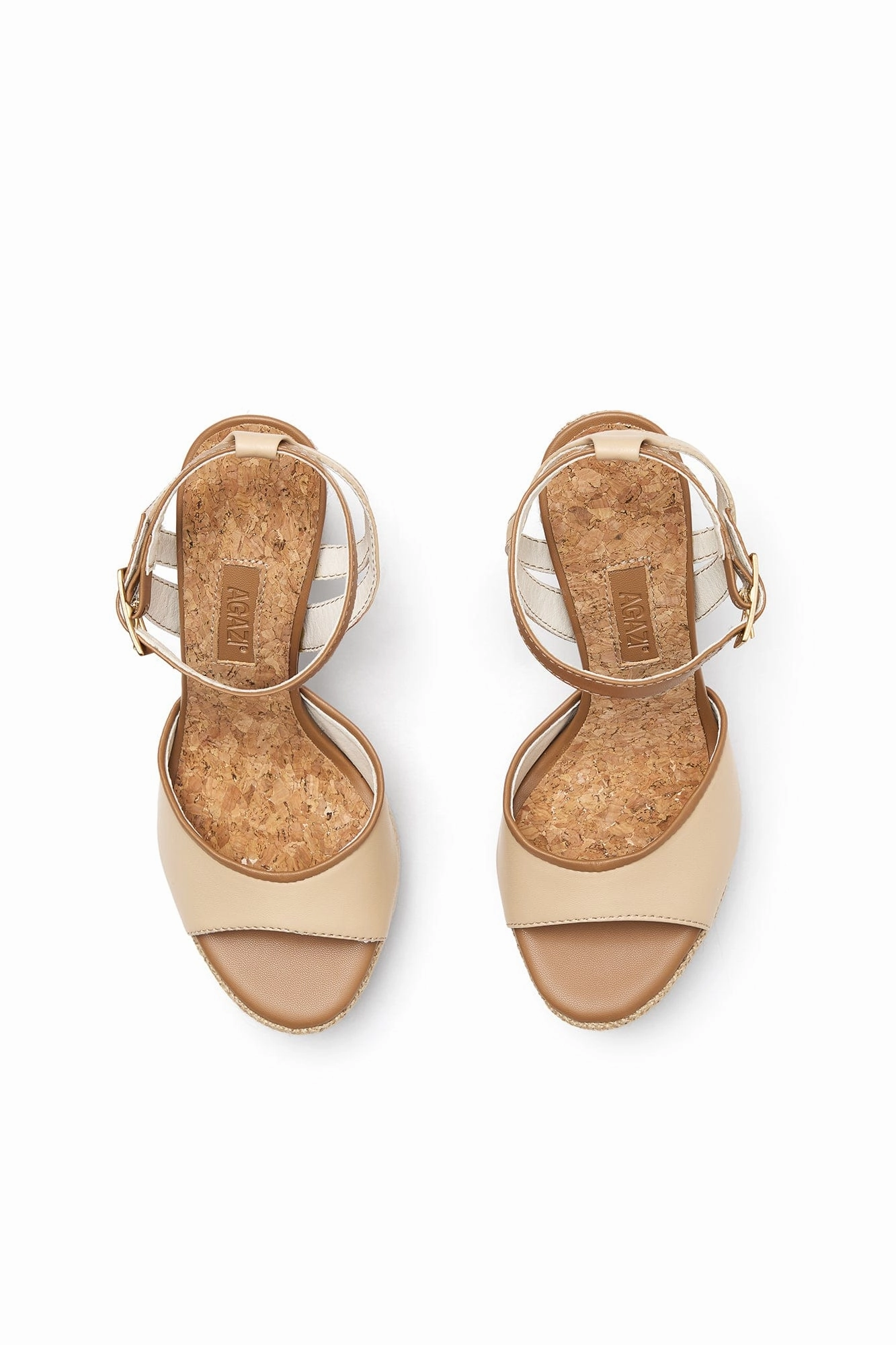 Hola! Vegan Mushroom Leather & Jute Wedge Sandals | Beige