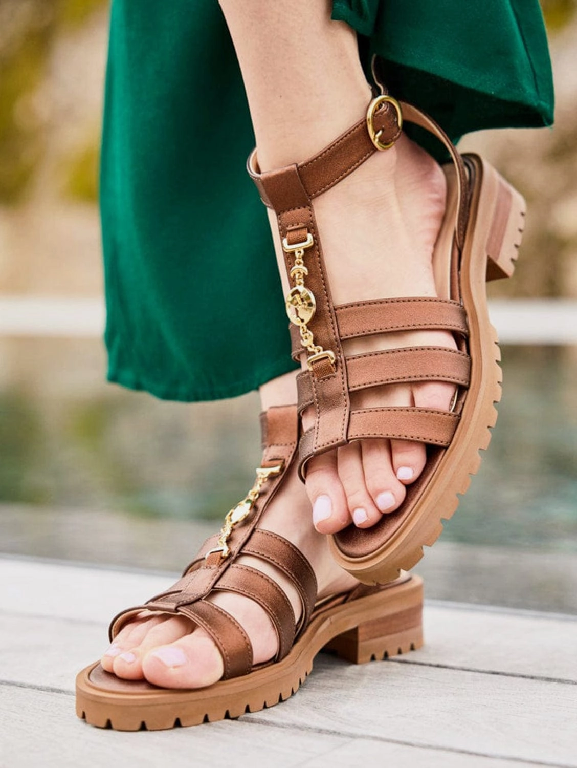 Hyacinth Recycled Vegan Leather Sandals | Bronze