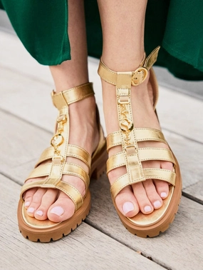 Hyacinth Recycled Vegan Leather Sandals | Gold