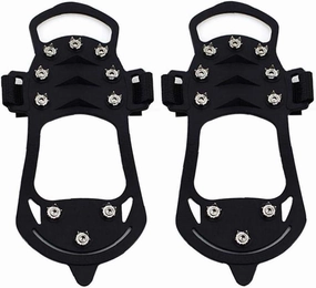 Ice Grips Snow Crampons Traction Cleats Shoe Boot Grippers Anti Slip 10 Studs Spikes for Winter Walking