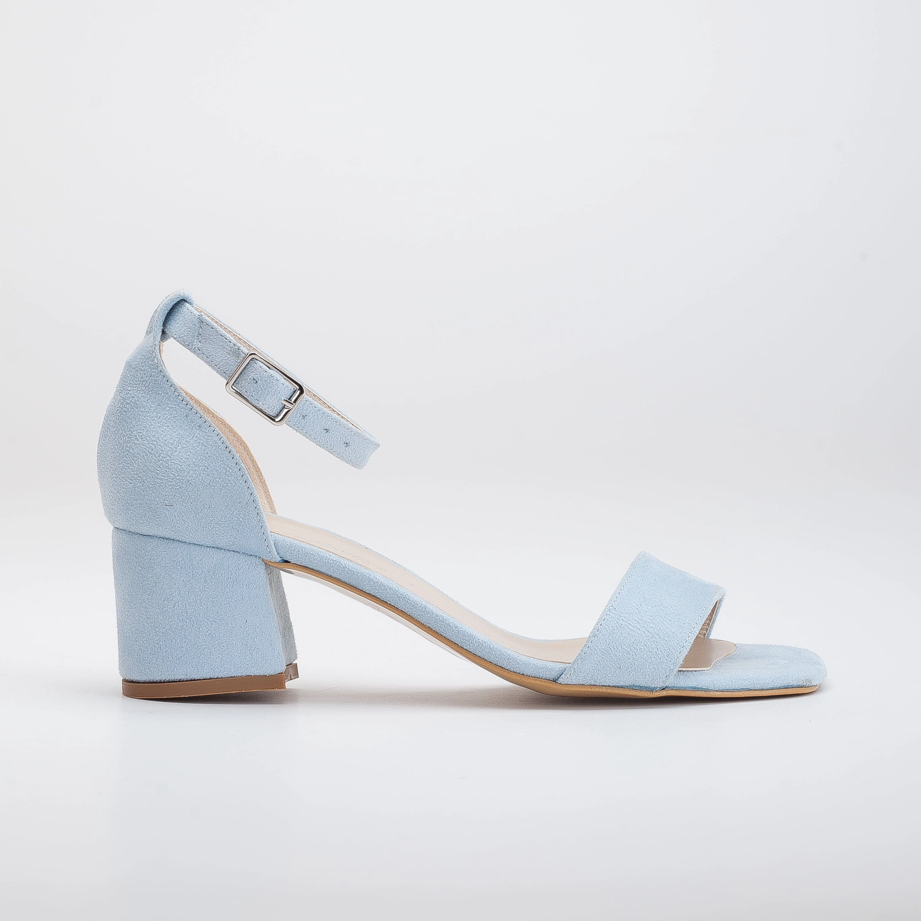 Illy Vegan Suede Pearl Block Heels | Blue