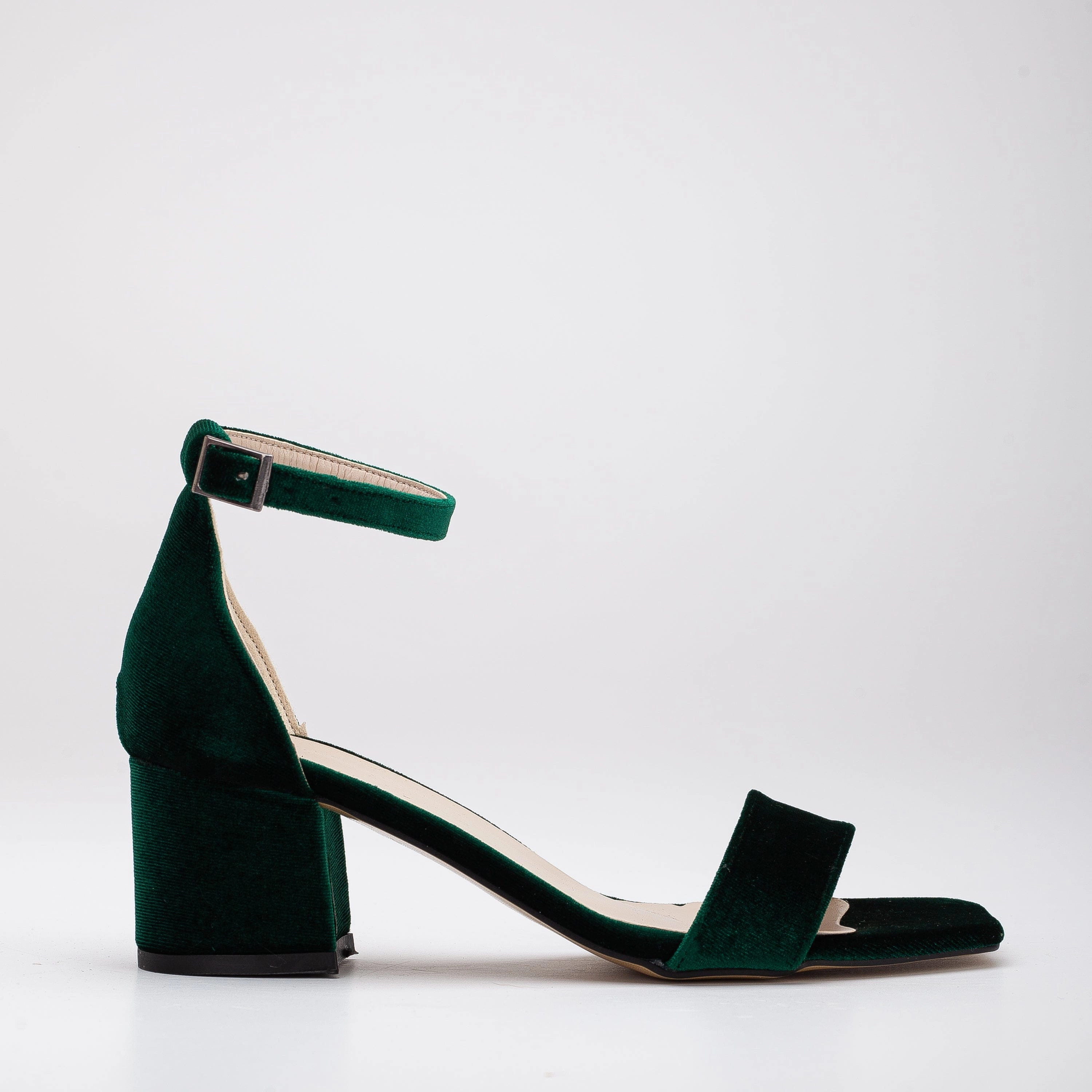 Illy Vegan Velvet & Pearl Heeled Sandals | Green