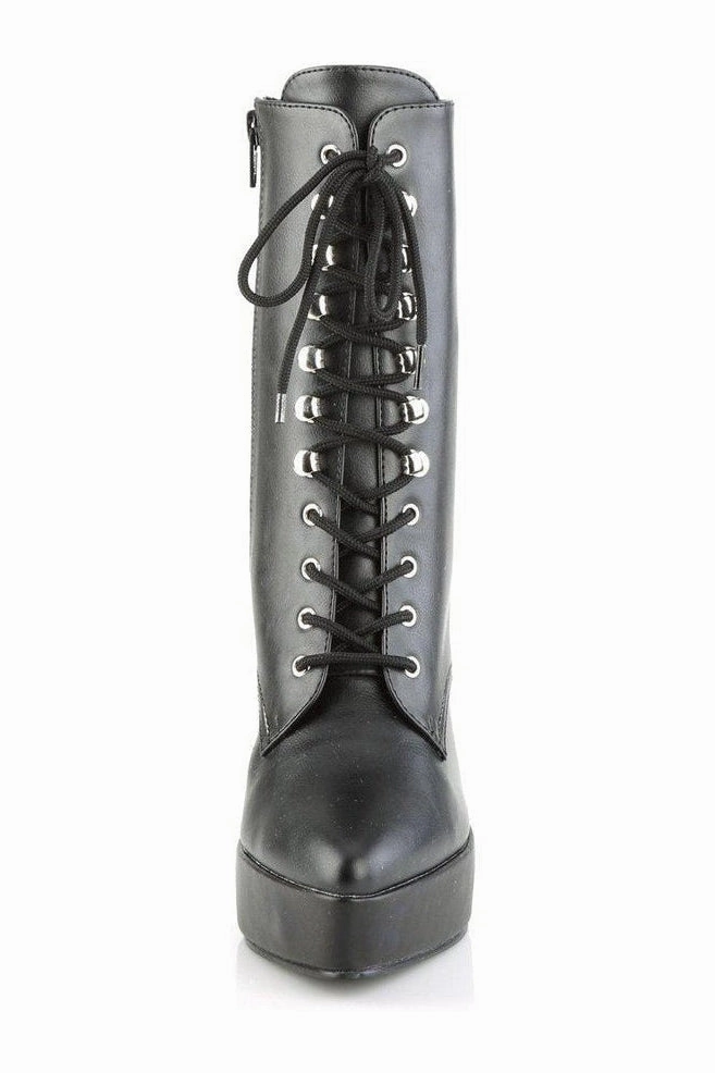 INDULGE-1020 Ankle Boot | Black Faux Leather