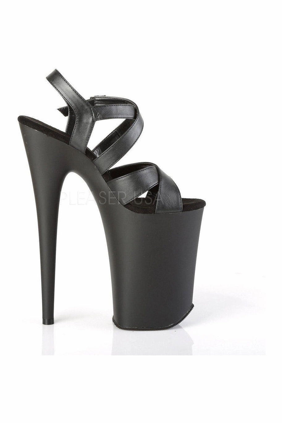 INFINITY-997 Platform Sandals | Black Faux Leather