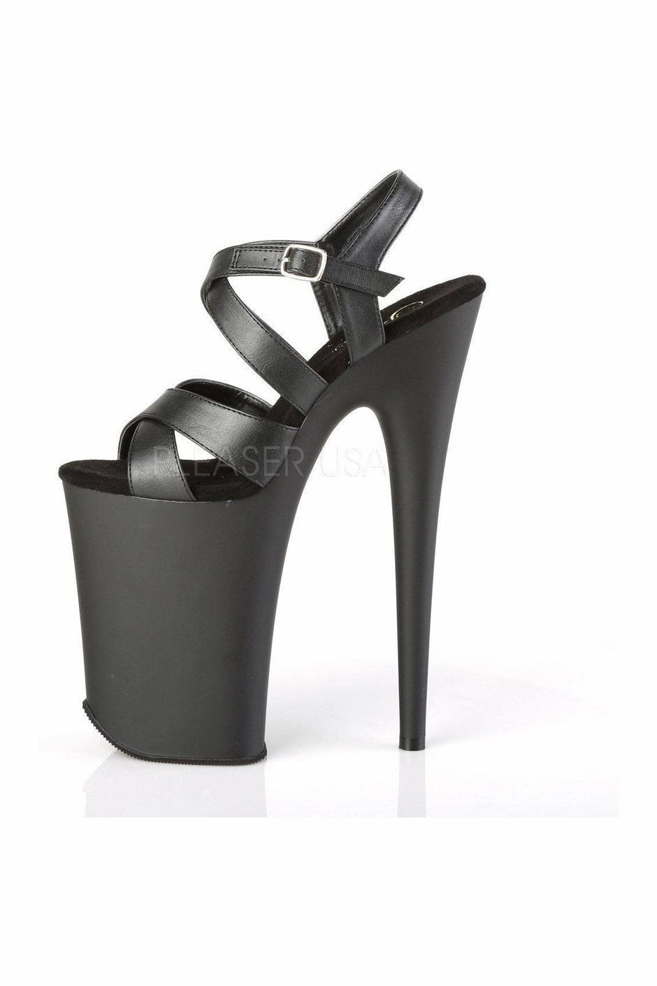 INFINITY-997 Platform Sandals | Black Faux Leather