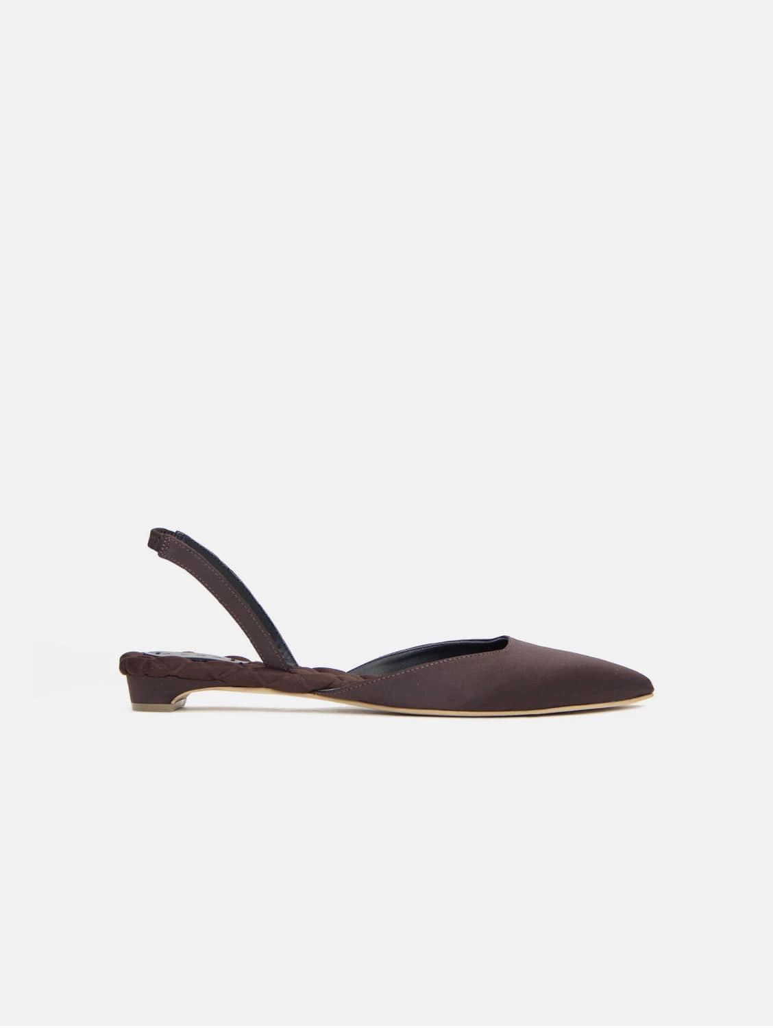 Jackie Cotton Vegan Slingback Flats | Brown Satin