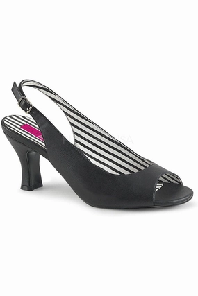 JENNA-02 Pump  | Black Faux Leather