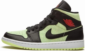 Jordan Women's 1 Mid Black/Chile Red-Barely Volt (CV5276 003) - 7
