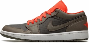 Jordan Womens WMNS Air Jordan 1 Low SE DQ6076 002 Black/Olive/Bright Crimson - Size 6W, Newsprint/Olive Grey