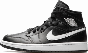 Jordan Womens WMNS Air Jordan 1 Mid DV0991 001 - Size 10W Black/White-Black