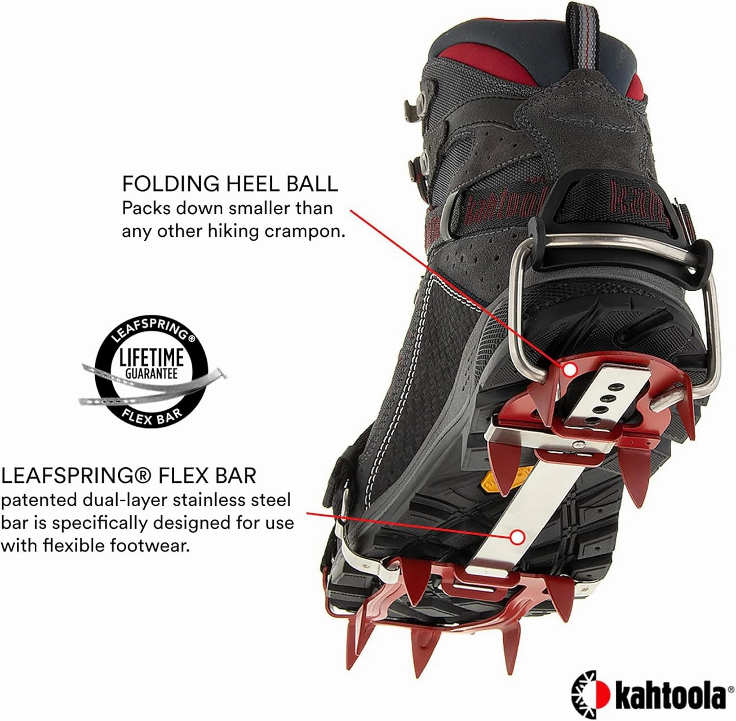 Kahtoola KTS Steel Hiking Crampons for Winter Hiking & Backpacking