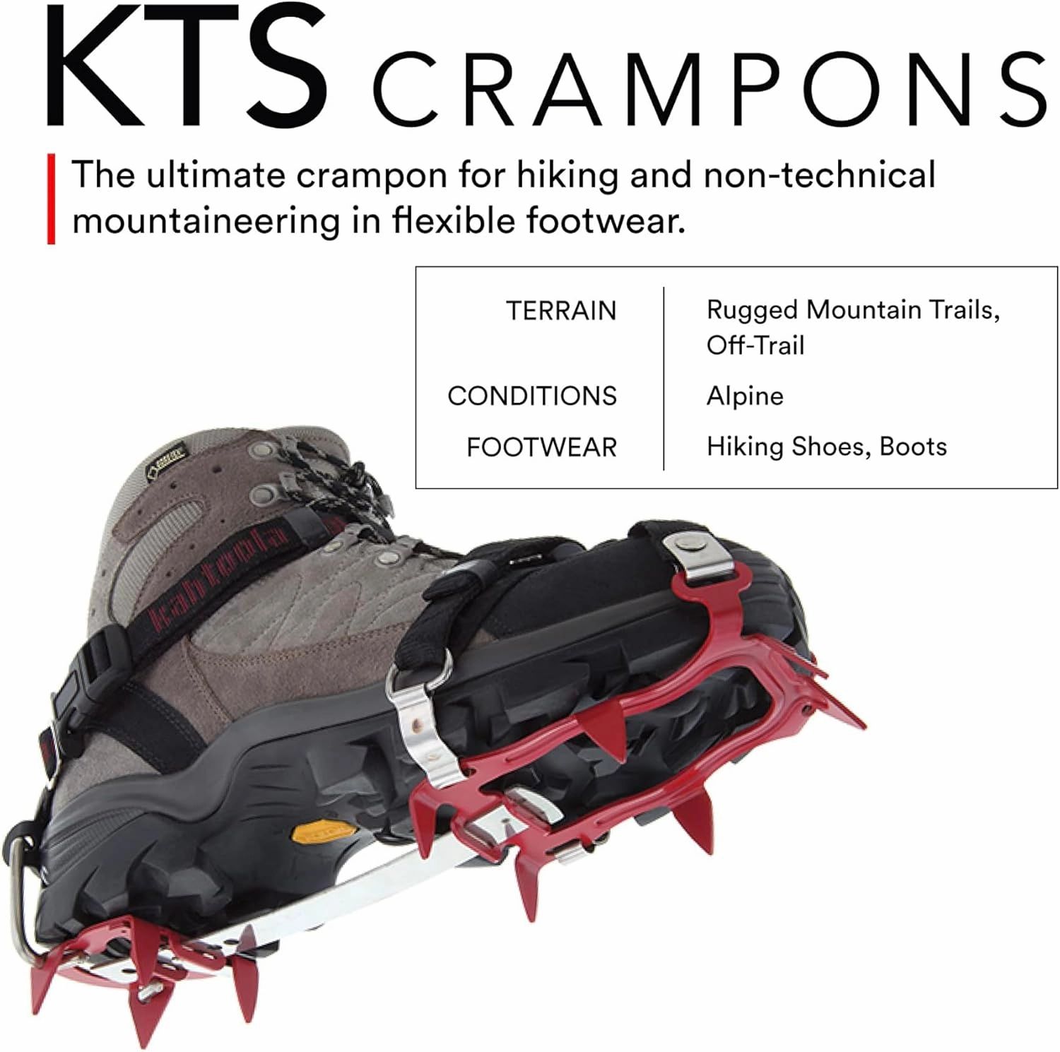 Kahtoola KTS Steel Hiking Crampons for Winter Hiking & Backpacking