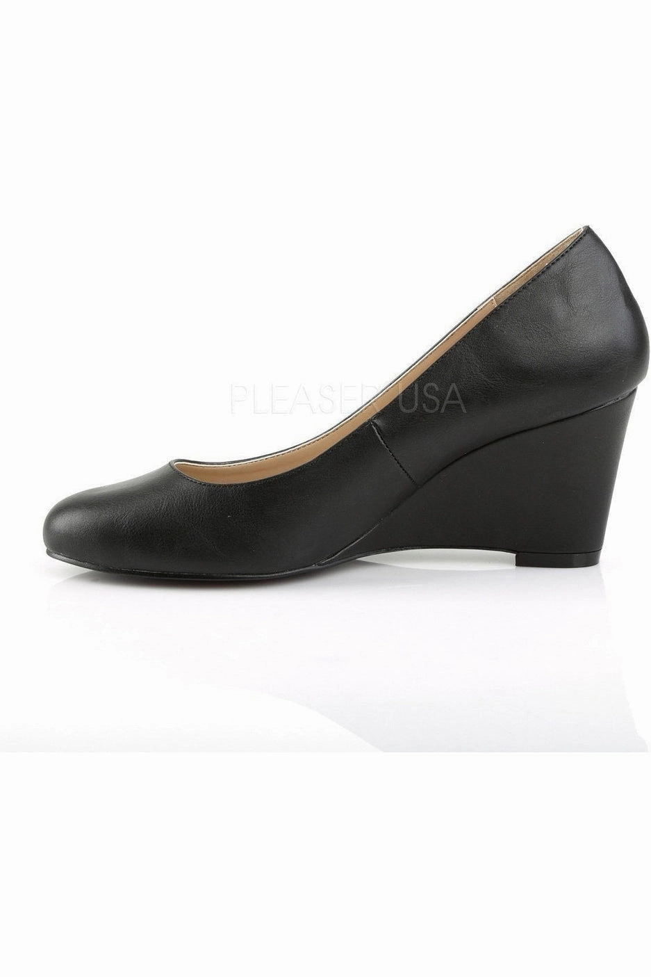 KIMBERLY-08 Wedge  | Black Faux Leather