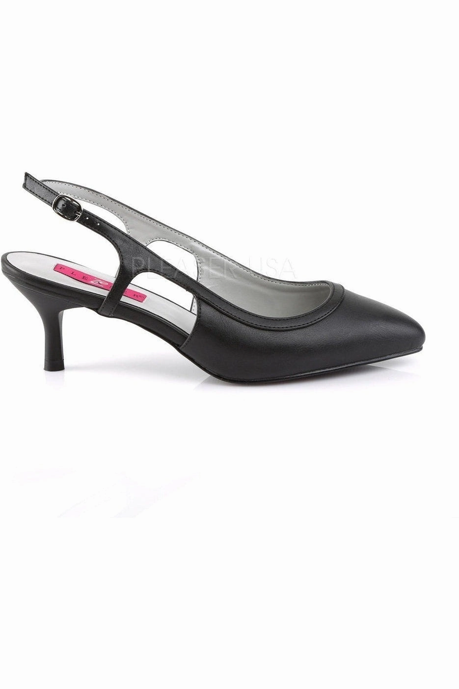 KITTEN-02 Pump  | Black Faux Leather