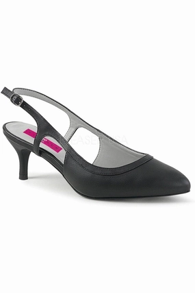 KITTEN-02 Pump  | Black Faux Leather