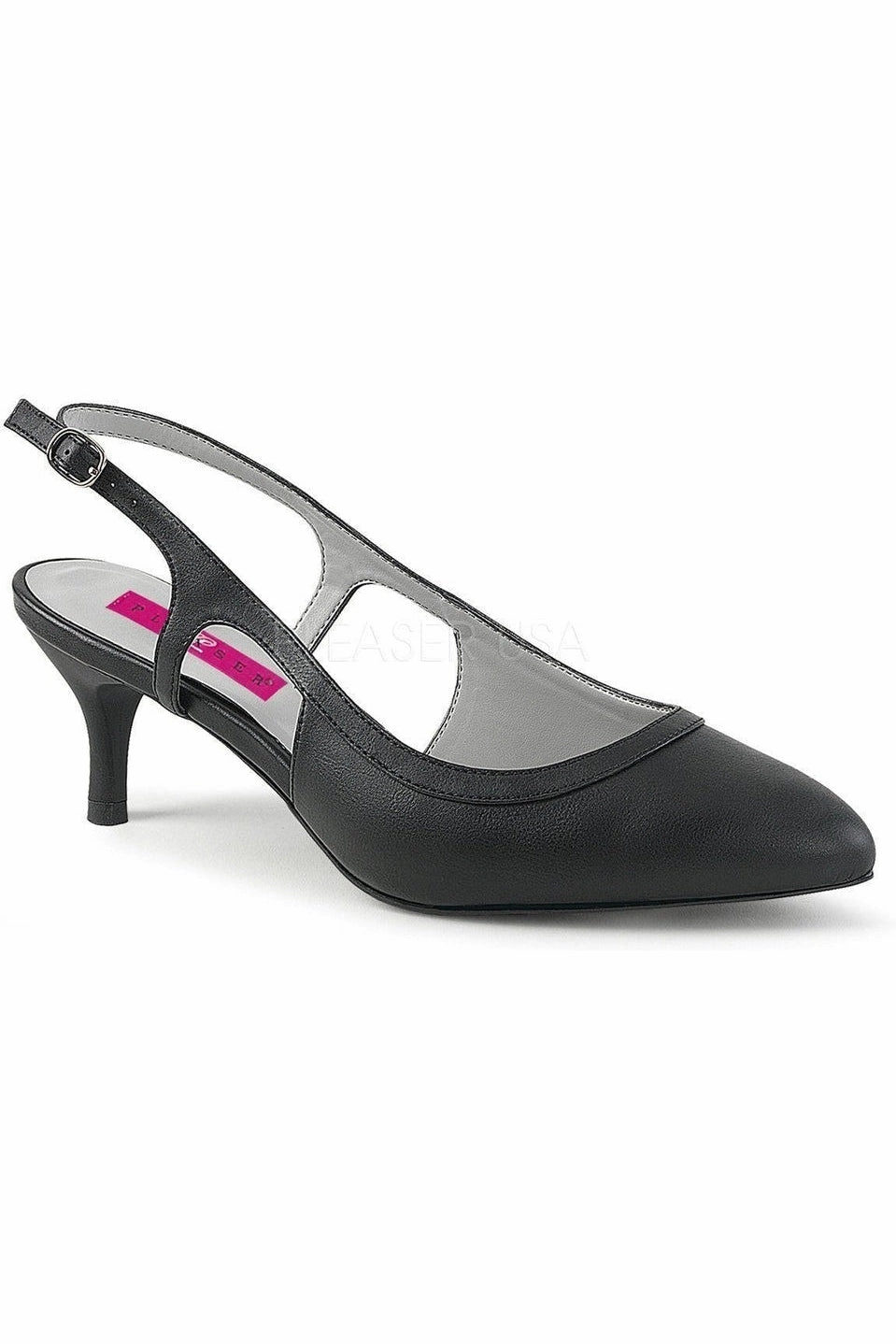 KITTEN-02 Pump  | Black Faux Leather