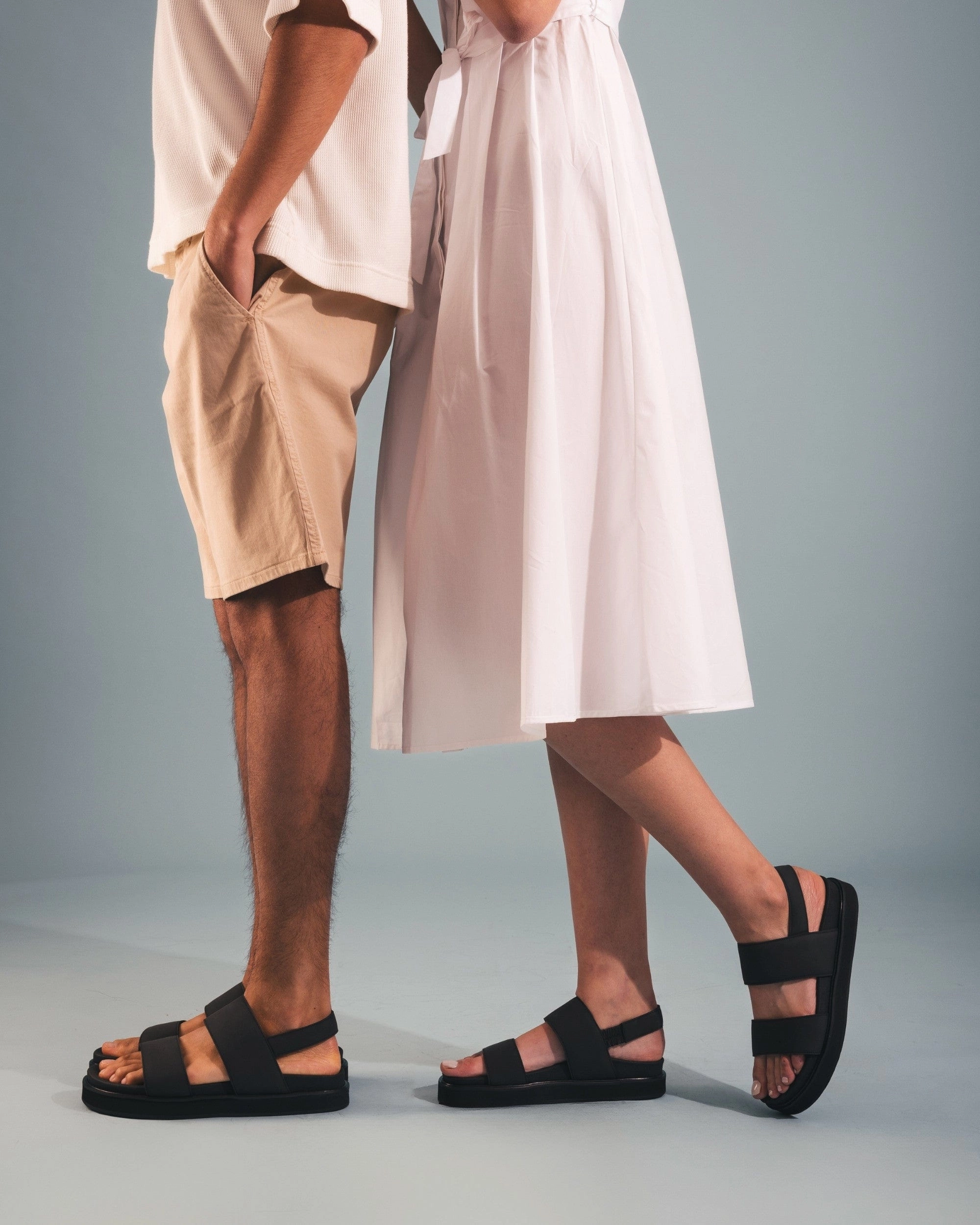 Lau Unisex Vegan Microfibre Platform Sandals | Black