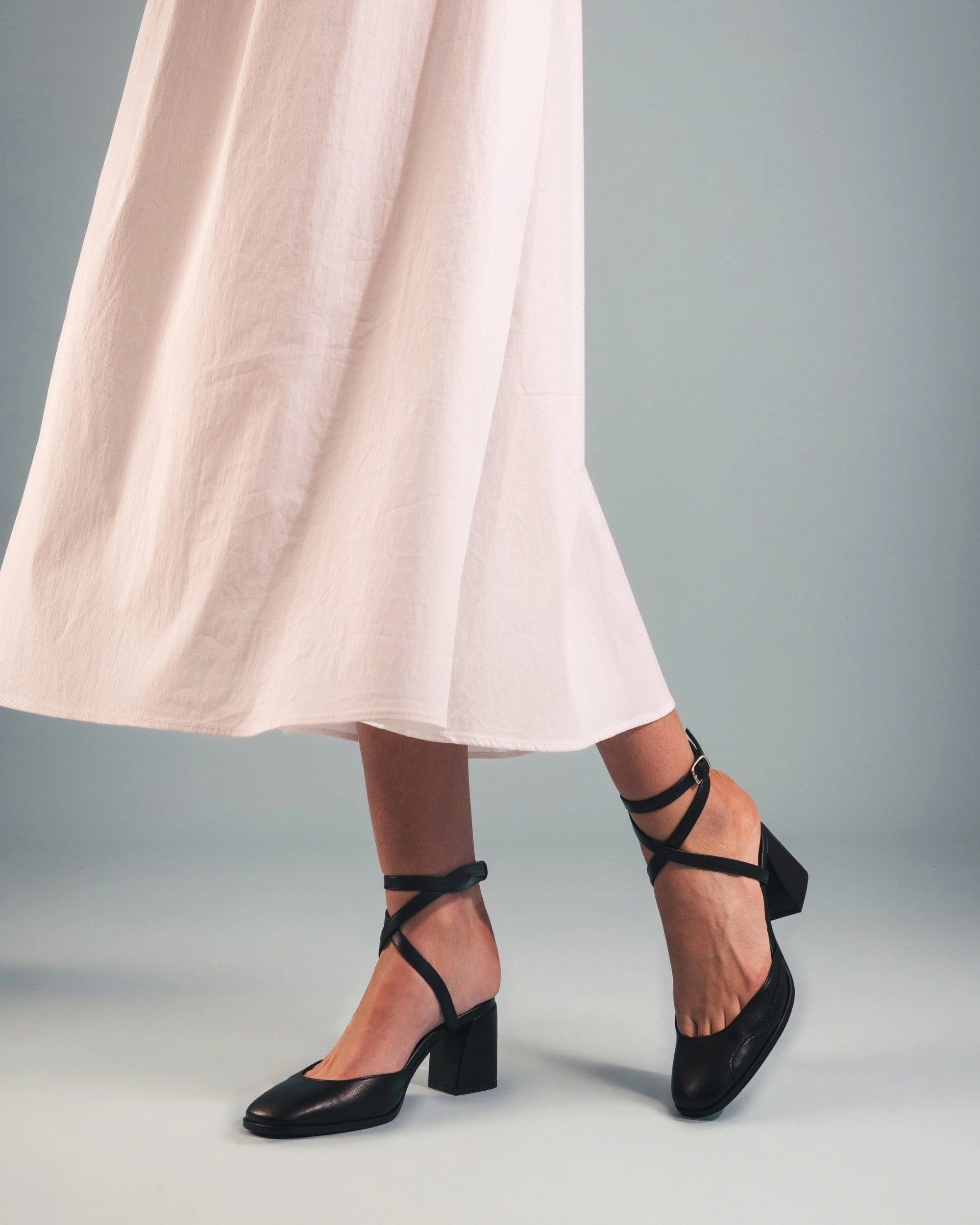 Lisa Women's Vegan Apple Leather Strappy Heels | Black