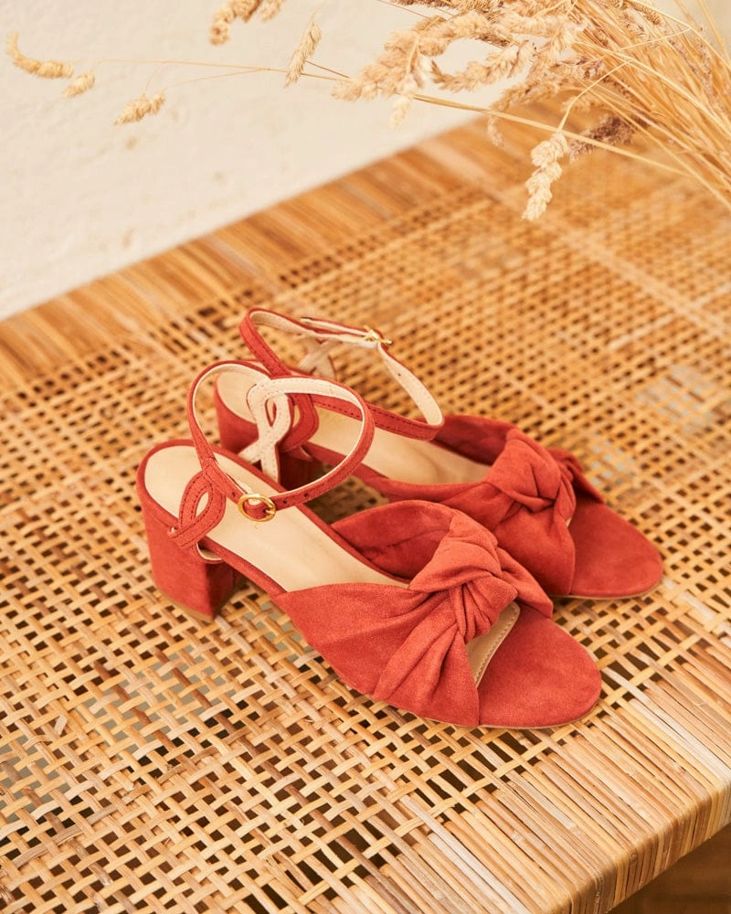 Marquise Vegan Suede Heels | Coral