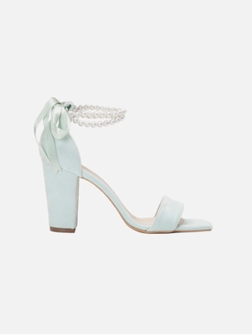 Melissa Vegan Suede Pearl Heeled Sandals | Mint Green