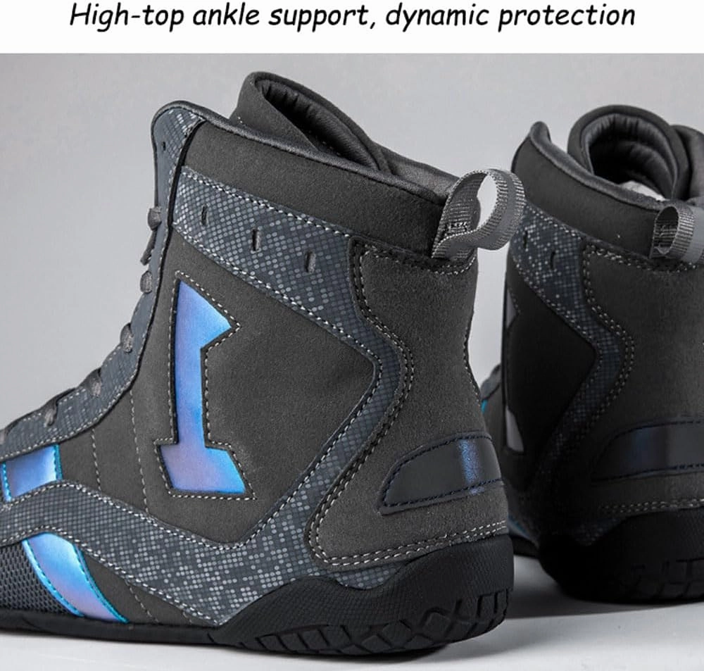Men's Women's High Top Wrestling Shoes Unisex Boxing Boots Combat Boxers Trainer Martial Arts Shoes Athletic Fitness Shoes Bodybuilding, Non-Slip Rubber Sole, Breathable Sweat Resistant, 35-46 EU