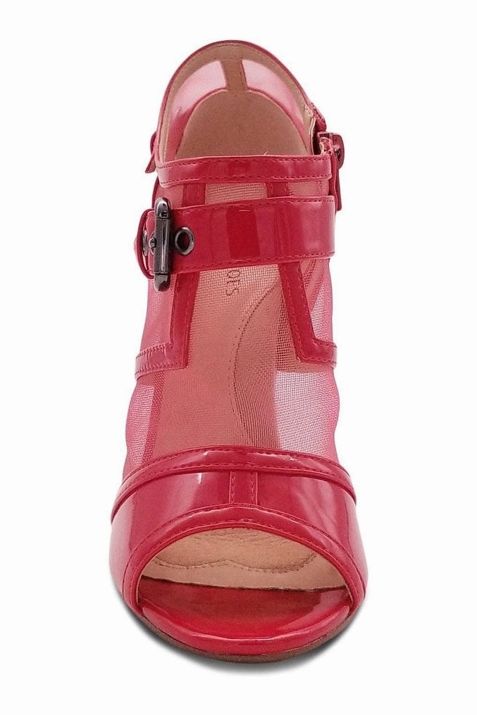 Mesh Open Toe Stiletto Bootie with Buckle