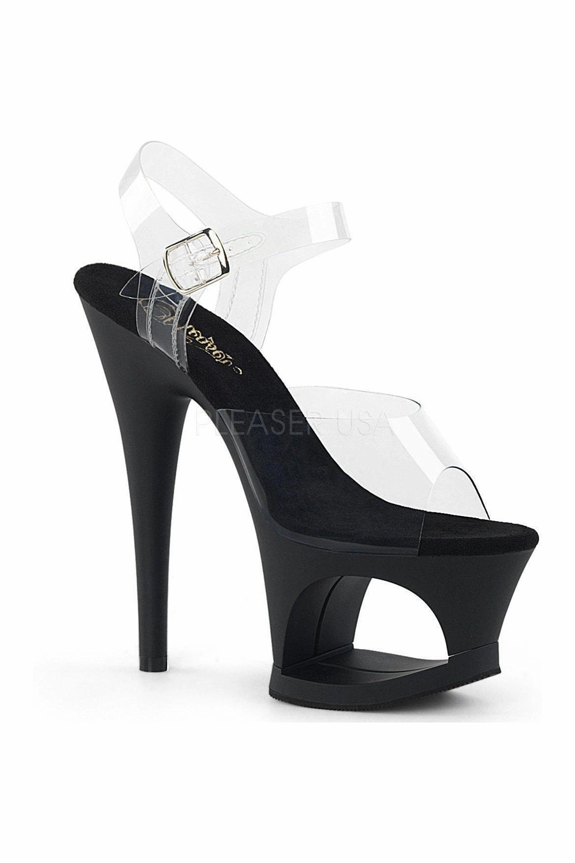 MOON-708 Platform Sandals | Black Vinyl
