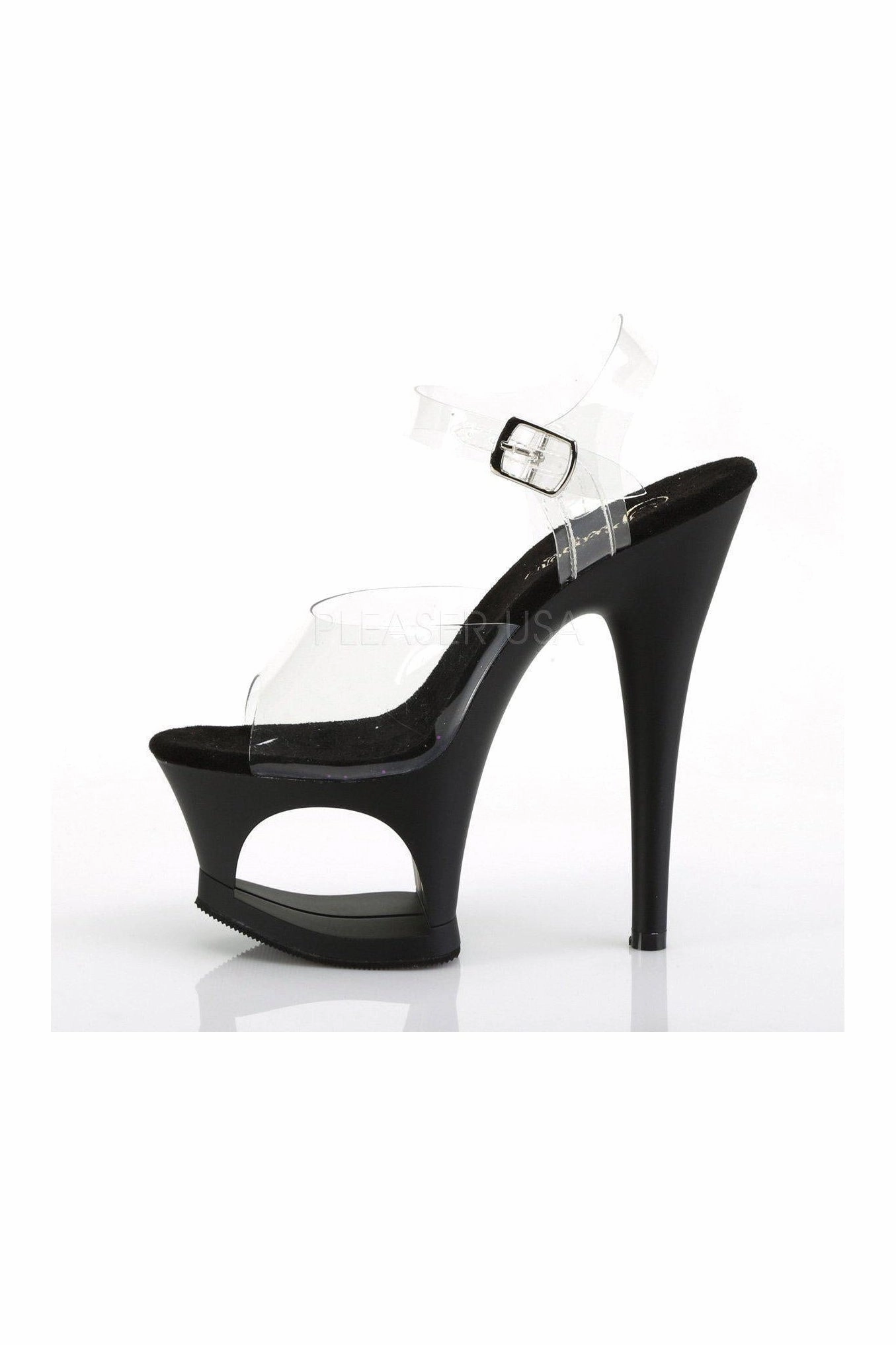 MOON-708 Platform Sandals | Black Vinyl