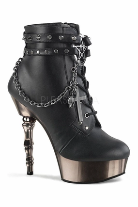 MUERTO-1001 Demonia Ankle Boot | Black Faux Leather