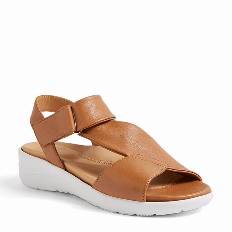 NAZLY2 XW - TAN LEATHER SANDALS