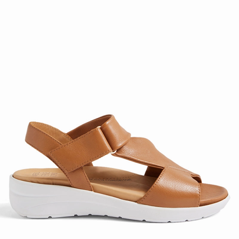 NAZLY2 XW - TAN LEATHER SANDALS