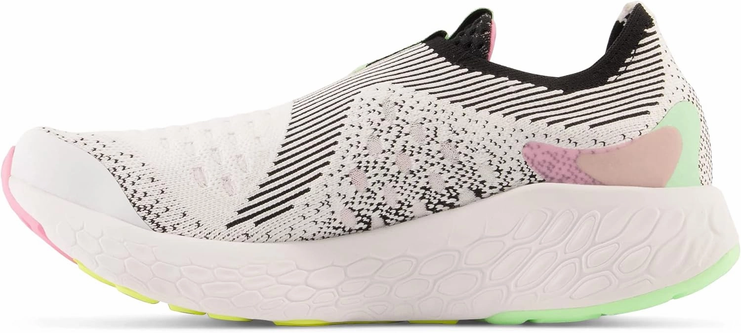 New Balance Women's Fresh Foam X 1080 Unlaced V1 Running Shoe, White/Black/Vibrant Green/Bubblegum