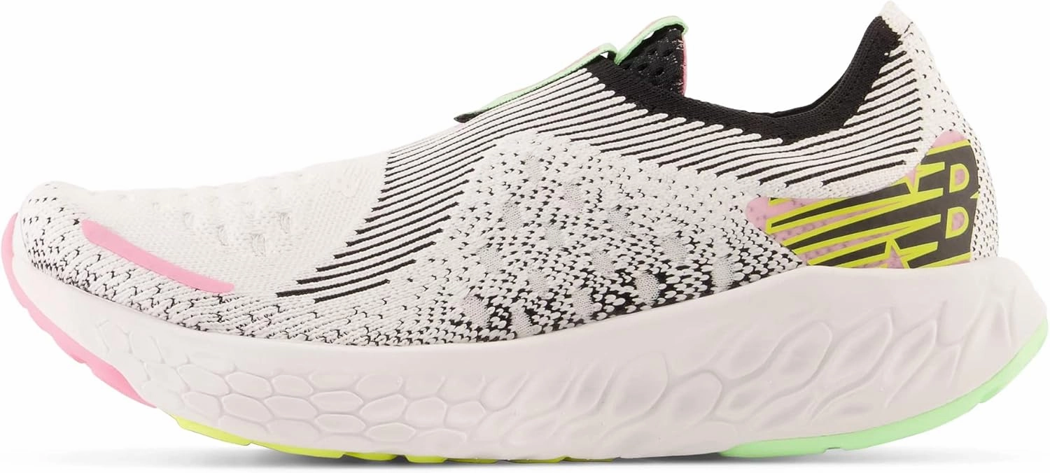 New Balance Women's Fresh Foam X 1080 Unlaced V1 Running Shoe, White/Black/Vibrant Green/Bubblegum