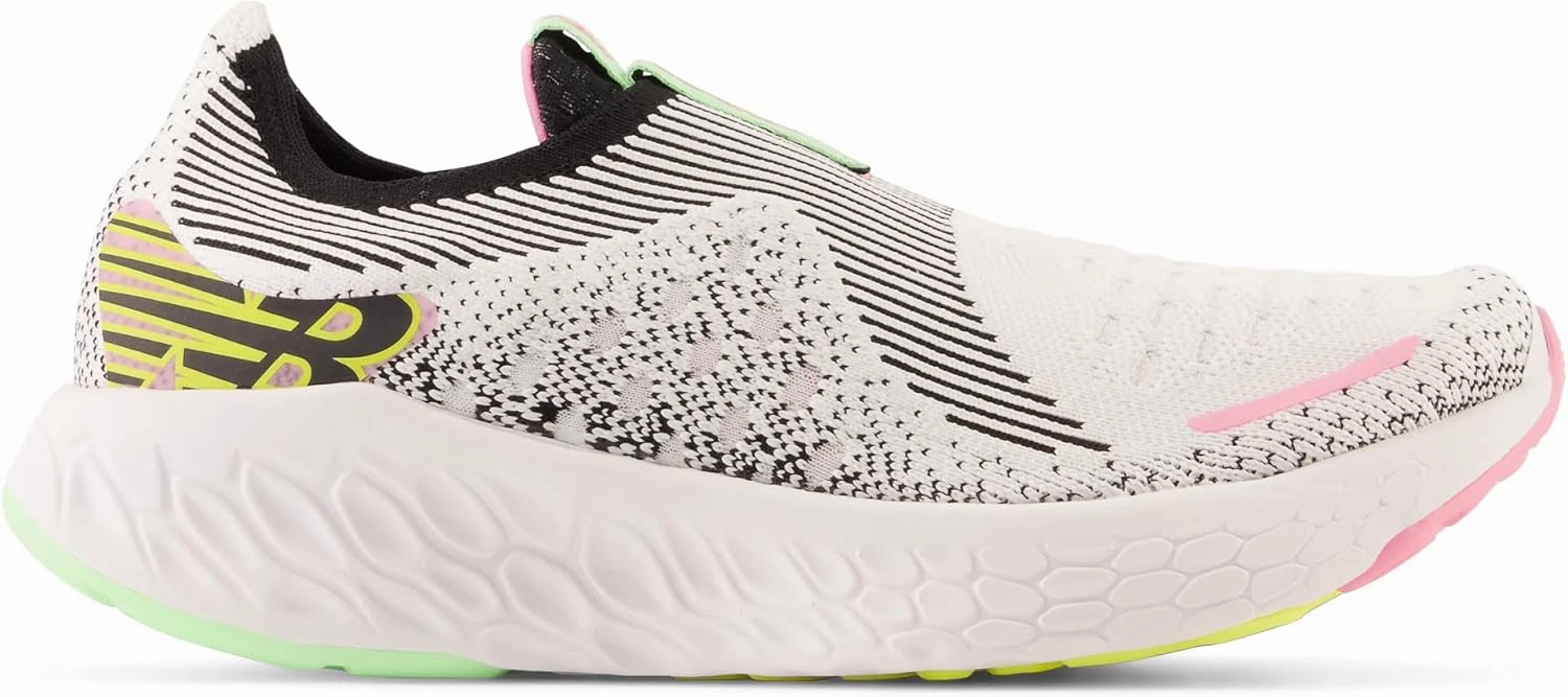 New Balance Women's Fresh Foam X 1080 Unlaced V1 Running Shoe, White/Black/Vibrant Green/Bubblegum