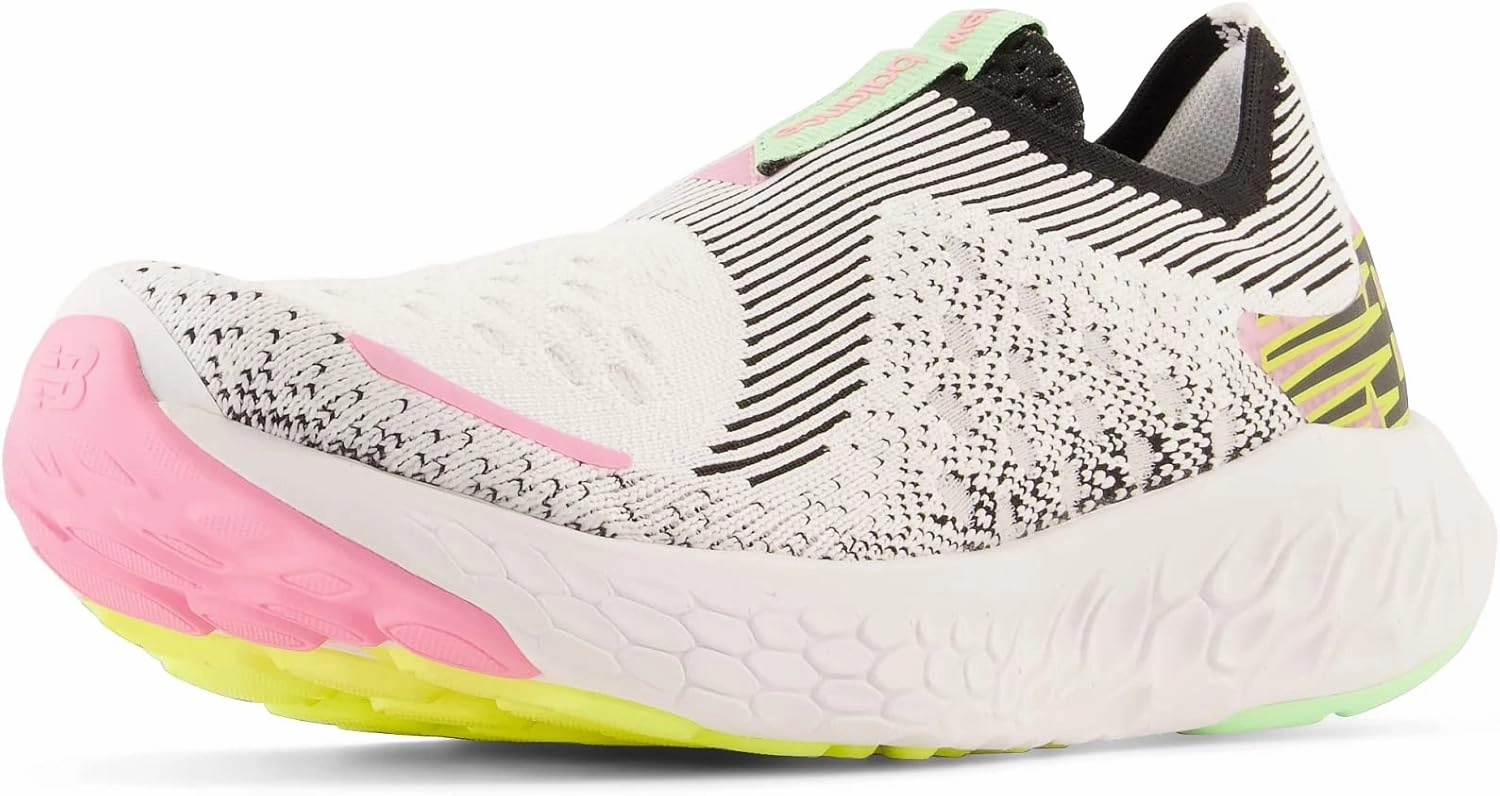 New Balance Women's Fresh Foam X 1080 Unlaced V1 Running Shoe, White/Black/Vibrant Green/Bubblegum