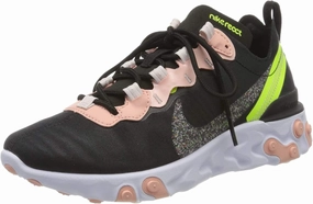 NIKE - BNWT & BOX - WOMEN - SHOES SNEAKERS NIKE REACT ELEMENT 55 PRM WOMEN CD6964-002 - 9 - BLACK/VOLT-CORAL STARDUST